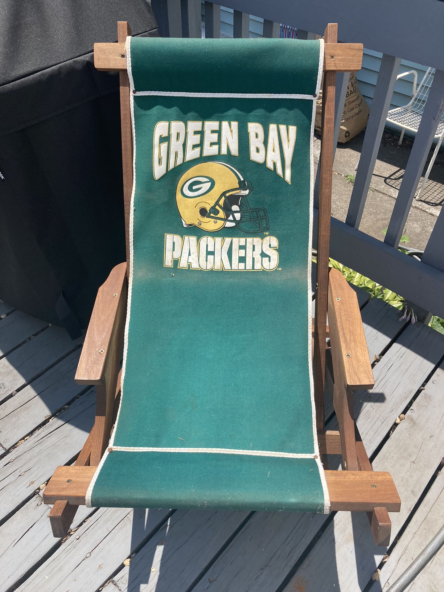 Vintage Green Bay Packers Canvas Folding Rocking Chair