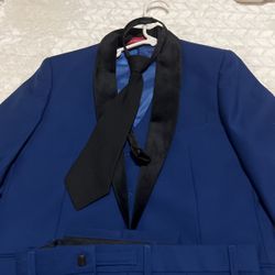 Boys Morden Fit Tuxedo - Dress with Coat, Pants, Vest without Tail Color Blue Size  12/14