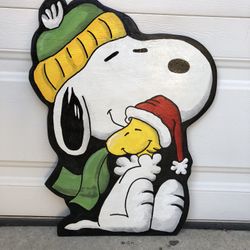 SNOOPY HUGGING WOODSTOCK - PEANUTS CHRISTMAS LAWN ART 