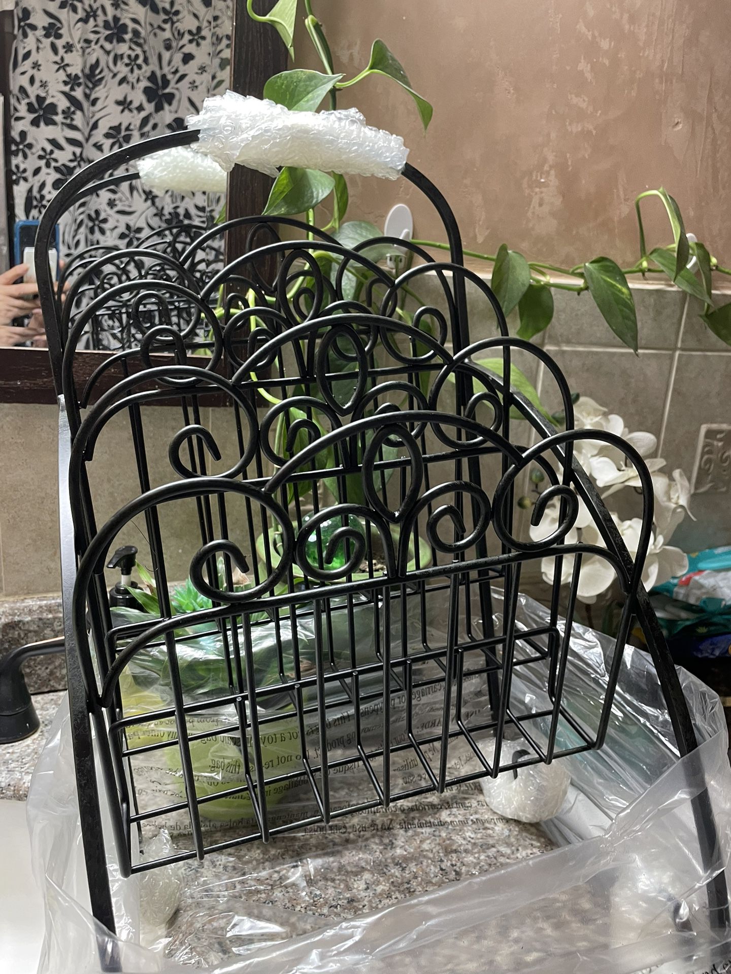 Cascade MAGAZINE RACK handcrafted cascading magazine rack made from wrought iron will keep your magazines, newspaper and books organized Natural black