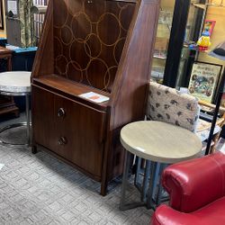 Mid Century Modern Drexel Heritage Bar w/ Drop Down Top and Mirrored Back