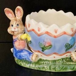 Ks Collection Ceramic Holiday Easter Bunny Rabbit Figurine Egg Candy Appetizer Bowl Plant Flower Vase Home Decoration Accent