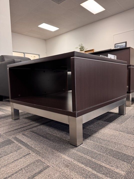 New Cubed Coffee Table / End Table With Silver Steel Base