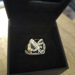 Silver And Gold And Onyx Ring