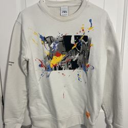 2 White Long Sleeved Sweatshirts (ZARA & CALVIN KLEIN JEANS)