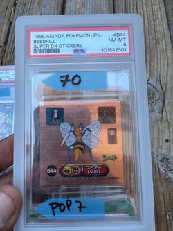 1998 Amada Pokemon GOLD STICKERS Beedrill SUPER DX PSA 8 POP 7