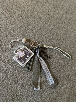 Skullpanda Bag Charm Keychain Brown White Silver