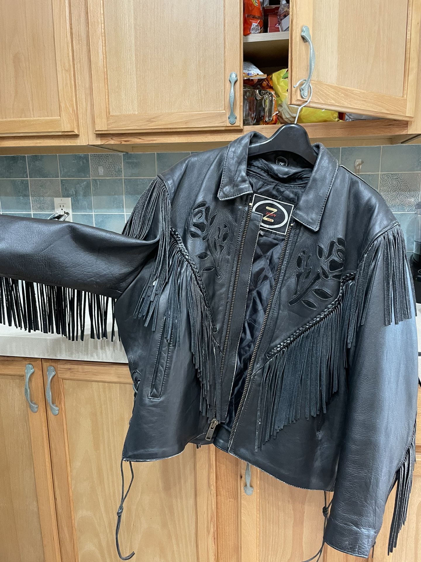 Ladies Fringed Leather Jacket