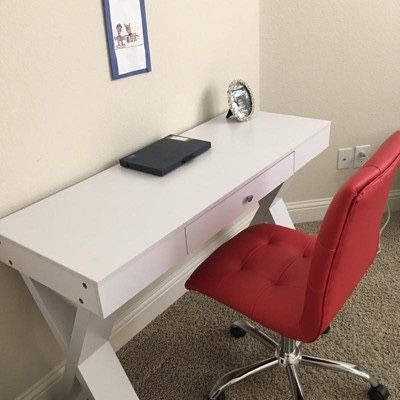 Desk New Newport Wood Writing Desk with Drawer White - Breighton Home