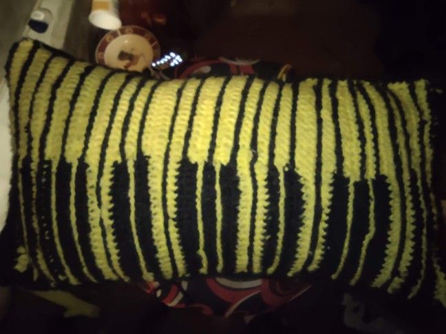 Piano Keys Pillow, Never Used, Black & Yellow Keys