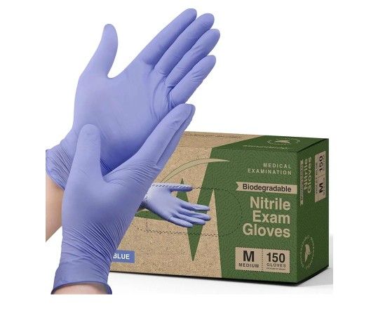Biodegradable Disposable Medical Gloves Medium - 150 Count - Violet Blue Nitrile