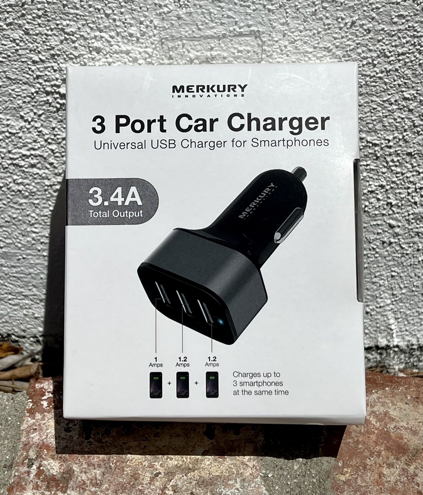 Merkury 3 Port Car Charger USB 12v DC