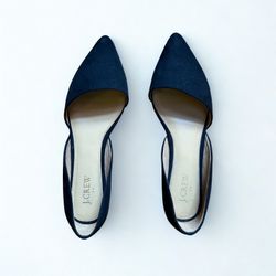 J.Crew Black Suede Pointed-Toe D’Orsay Flats Size 8.5 