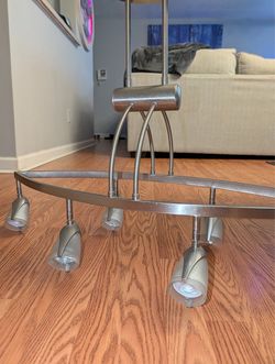 Six light satin chrome chandelier