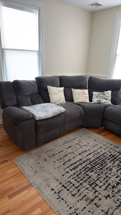 Grey Double Recliner Sectional