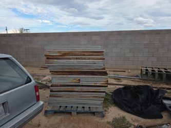 Metal grates, miscellaneous shelving.