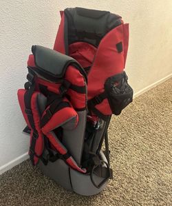 ClevrPlus Cross Country Baby Backpack Carrier, Red, Toddler Hiking Backpack with Comfortable Seat, Adjustable Straps & Belt, Foldable Frame Lightweig