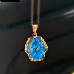 Jewelry 14k solid yellow gold 1.25CTW aquamarine charm pendant 3.8 grams PENDANT ONLY