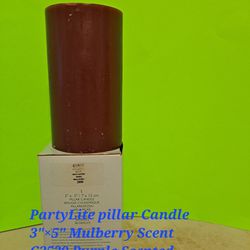 PartyLite Pillar Candle 3"×5" Mulberry Scent  C3529 Purple Scented-$25.00