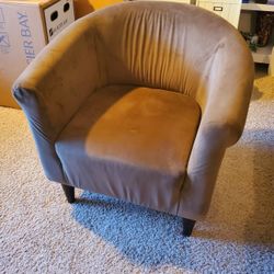 Taupe Velvet Barrel Chair...Like New!!..Very Comfortable!