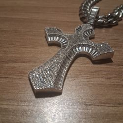 925 Baguette Diamond Cross