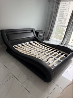 Modern Black Wave Platform Bed Frame – $300 OBO