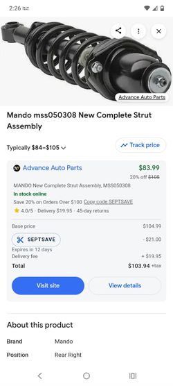 Complete suspension strut and coil spring assembly