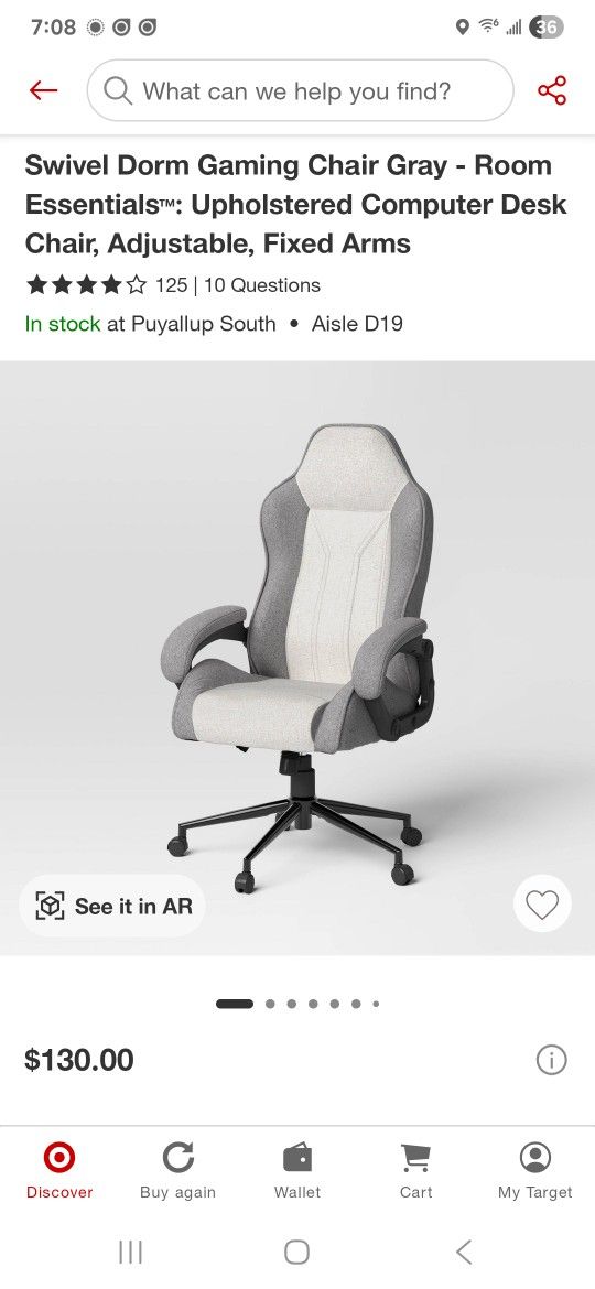 Grey Target Room Essential Gaming/computer Chair