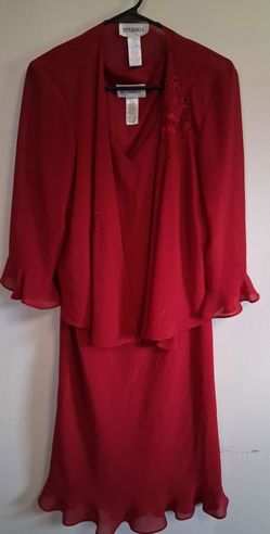 Studio I Red Chiffon Dress with Jacket Size 12