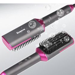 Hair Straightener Brush, Denser Bristles Plus Straightening Brush, [2 in 1] Heated Brush Hair Straightener with MCH Fast Heating, Dual Voltage, Flat I