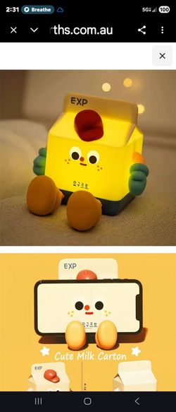 Cute Milk Carton Toast Night Lamp With Rechargeable Timed Sleeping Nightlights