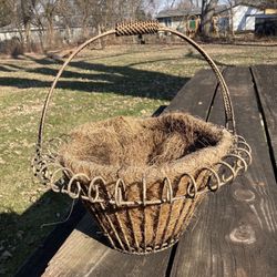 Wrought Iron Handled Plant Basket 