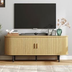 Modern TV Stand with Fluted Cabinet Doors