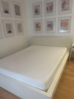 Queen bed frame with Tempur-Pedic mattress