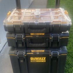 DeWalt ToughSystem 2.0 Rolling Tool Box Set – 3 Piece Stack w/ Organizer