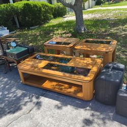 Absolutely Beautiful ❤️ Coffee Table And End Tables Wood And Glass