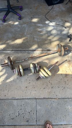 Adjustable Weight Set with Bar and Dumbbells and bench press