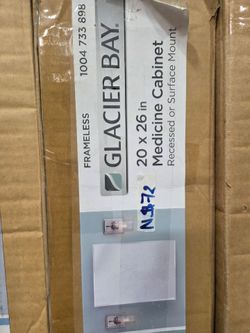 Glacier Bay
19-5/8 in. x 26 in. Rectangular Recessed or Surface Mount Beveled Frameless Medicine Cabinet with Mirror