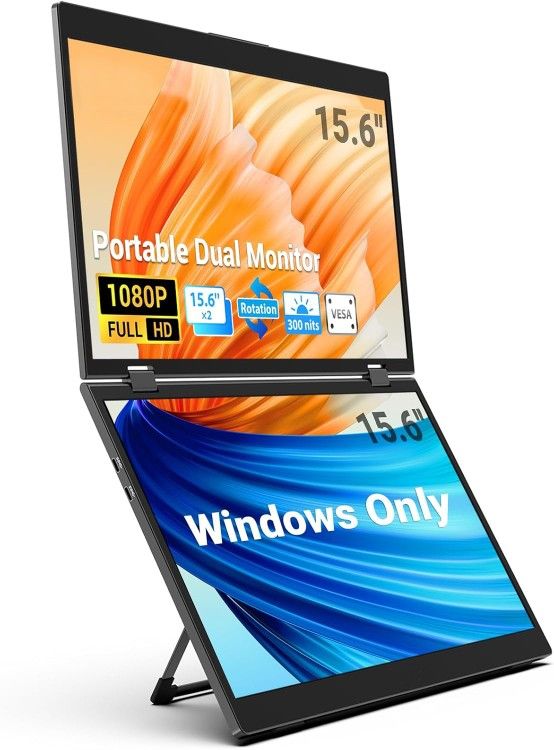 Dual Screen Extender, 15.6" 1080P FHD IPS Portable Dual Monitor, USB C