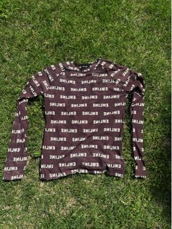 Emline brown long-sleeve mesh top Lg