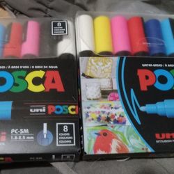 Two New Posca PC-5M 8-Pc Brilliant  Color  Marker Sets