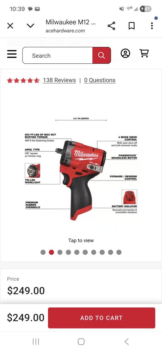 Millwakee M12 3/8 Stubbi