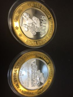 (Lot of 2) Las Vegas $10 casino tokens .999 fine silver