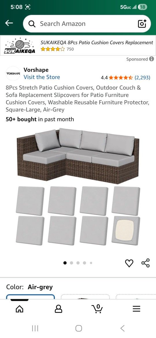 8Pcs Stretch Patio Cushion Covers, Outdoor Couch & Sofa Replacement Slipcovers for Patio Furniture Cushion Covers, Washable Reusable Furniture Protect