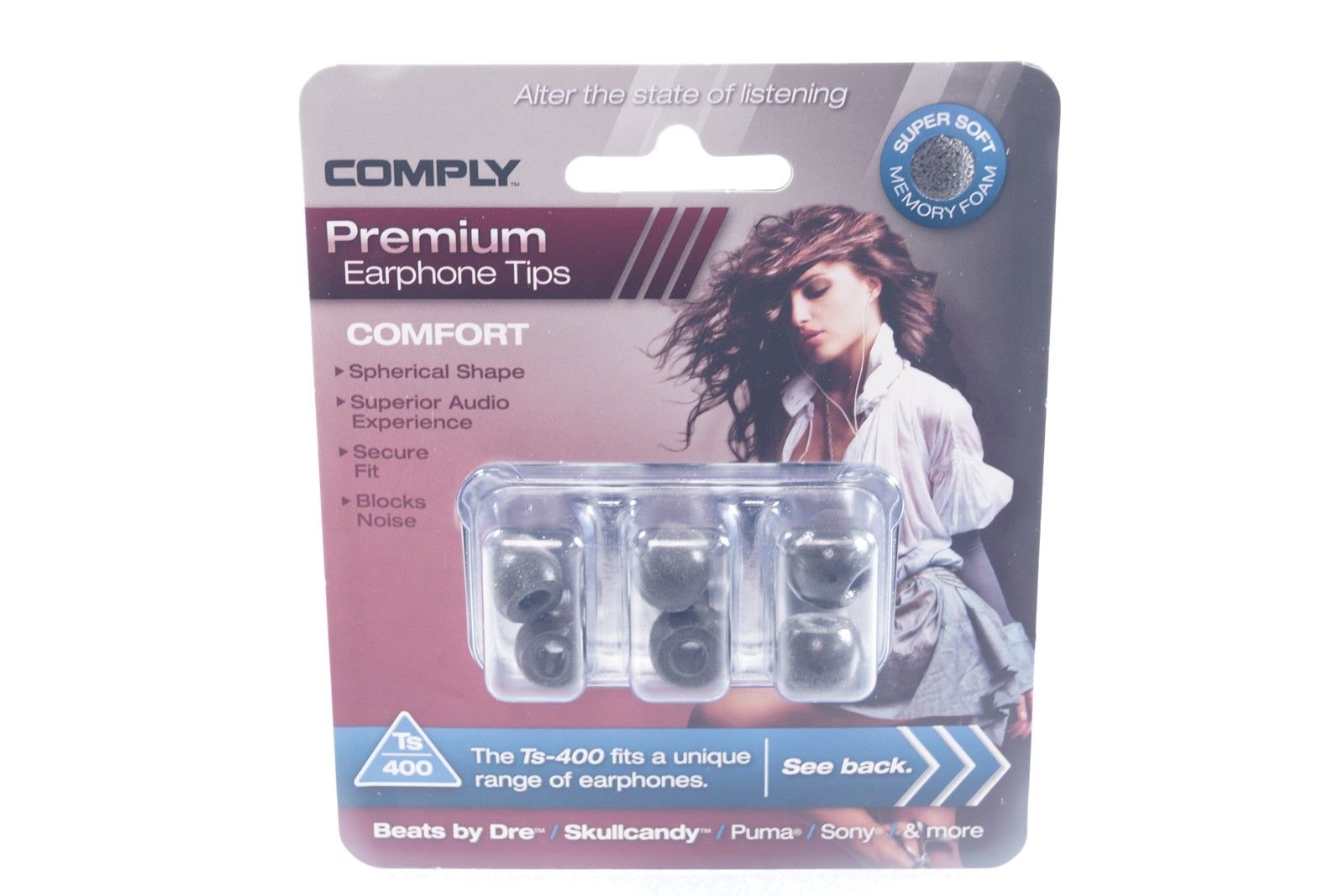 Comply Foam Premium Earphone Tips - Comfort Ts-400 (Black, 3 Pair, S/M/L) 24-402
