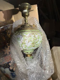 Vintage Porcelain Lamp Base with Brass Fittings