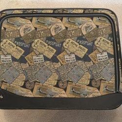 Vintage Passport Art Deco Suitcase