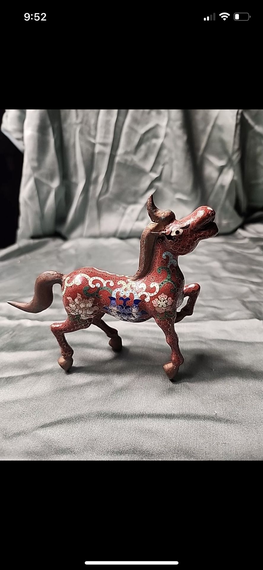 China antique Pure bronze, Cloisonne enamel horse statue