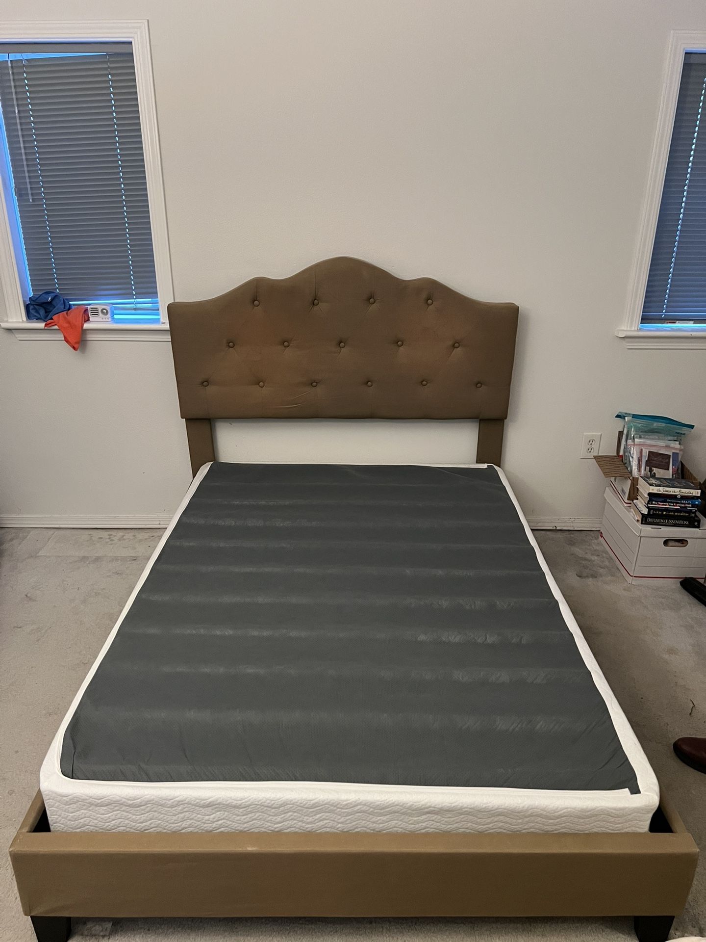 Full bed frame and box spring