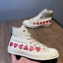 Converse Comme des Garçons Play x Chuck 70 Hi Top Multi Heart Size 6 Womens